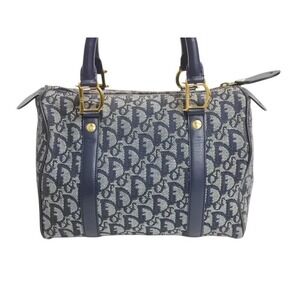 Dior Blue Speedy Christian Handbag Trotter Navy